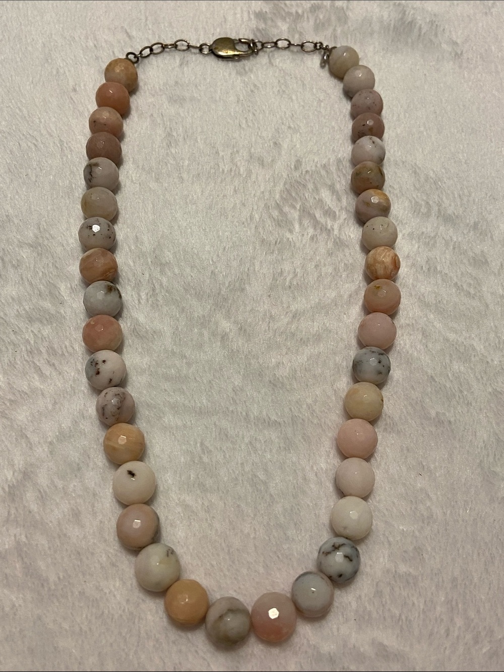 Sterling silver 925 Women’s Pink opal faceted Beaded Necklace